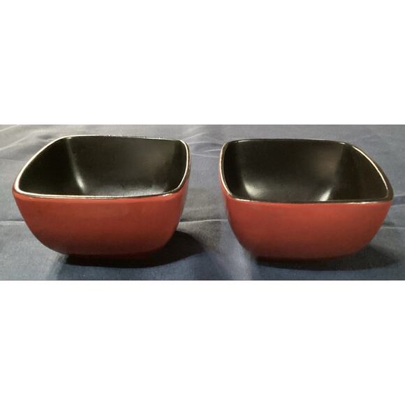 Set of 2 Home Trends Red Claret Black Square Soup Cereal Bowls - Picture 4 of 7
